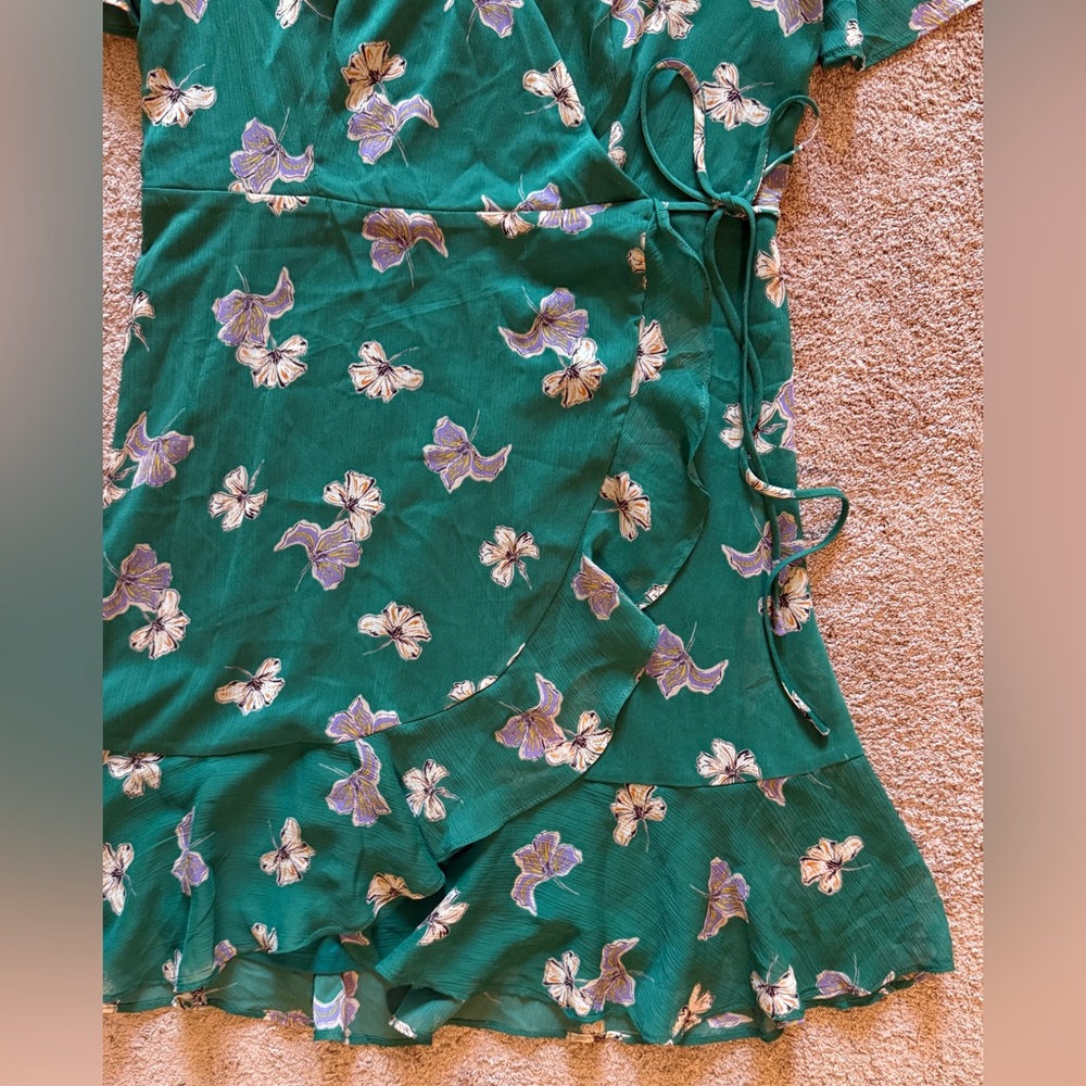 Green Ruffled Wrap Sundress - Picture 6 of 12